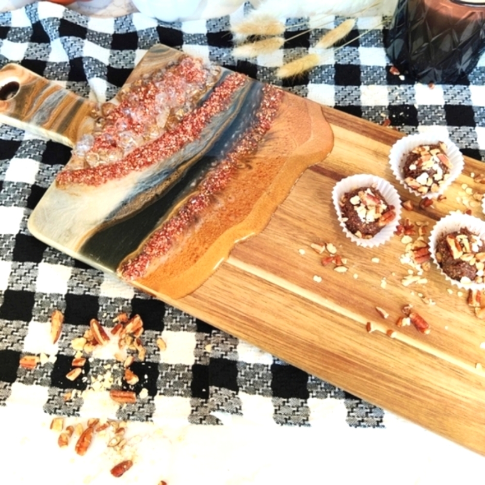 Resin & Wood Charcuterie/Serving Board in Bronze & Black